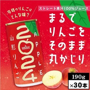 【190g×30本】SUN&LIV山形りんご2024／ストレート果汁100％りんごジュース／アップル