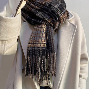 【グレー×ブラウンチェック】色々使える☆大判ランダムチェックストール