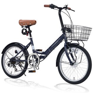 【インディゴ】折畳自転車20インチ・6段ギア・オールインワン/オートライト仕様
