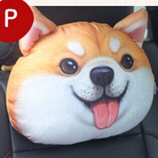 【P】ヘッドレスト クッション 車 椅子 チェア カー用品 ネックパッド 犬 かわいい