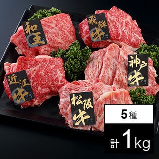 【計1kg】ブランド牛うすぎり 5種食べ比べ「松阪牛」「神戸牛」「飛騨牛」「近江牛」「和王」