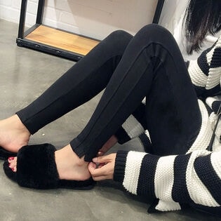 【ブラック】レギンスパンツ（スリット入り）