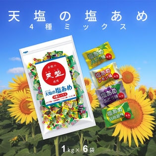 【計6kg/1kg×6袋】赤穂化成 天塩の塩あめ4種ミックス