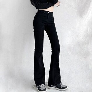 【ブラック/Mサイズ】フレアパンツ