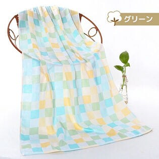 【グリーン】2重ガーゼバスタオル【70cm×140cm】
