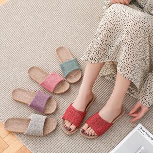 【ピンク/Sサイズ（22.5-23.0cm）】夏快適リネンスリッパ