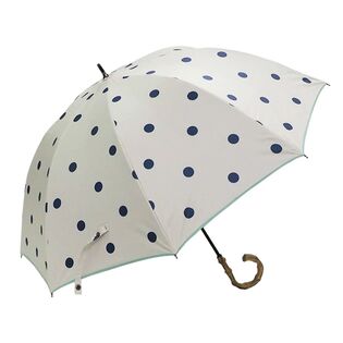 【ホワイト】ルナ・ジュメール  晴雨兼用傘 バンブーハンドル