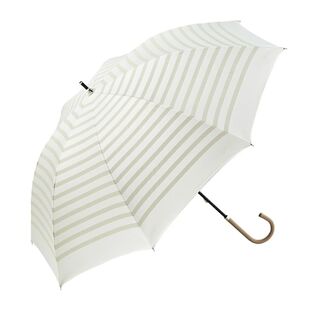 【ホワイト】ビコーズ PUボーダー 晴雨兼用傘 長傘