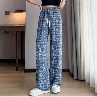 【A02】ウエストゴムストレートワイドパンツ