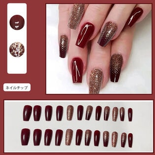 【24枚入】ネイルチップ   バーガンディ
