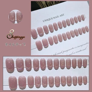 【24枚入】ネイルチップ  ピンク×ラメ