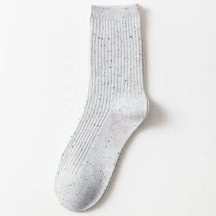 【グレー】靴下 ミックスカラー レディース（クルー丈）