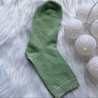 【グリーン】靴下 ミックスカラー レディース（クルー丈）