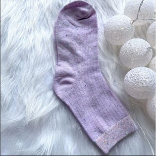 【パープル】靴下 ミックスカラー レディース（クルー丈）