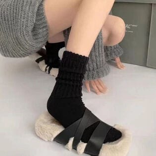 【ブラック】 シンプルハイソックス