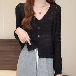 【ブラック】薄手ニットカーディガン