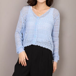 【ライトブルー】薄手ニットカーディガン