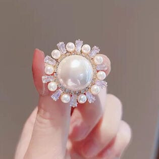 【ゴールド】フェイクパールブローチ