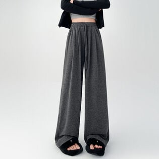 【グレー】ゆったりワイドスウェットパンツ
