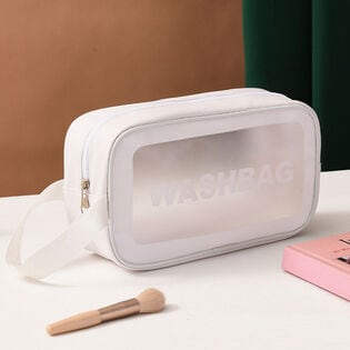 【ホワイト/Sサイズ】たっぷり収納メイクポーチ スクエア