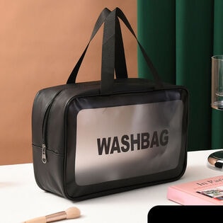 【ブラック/Lサイズ】たっぷり収納メイクポーチ スクエア