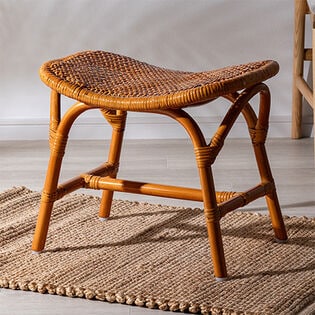 天然籐スクエアスツール