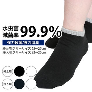 【紳士用 ホワイト】強力殺菌・消臭　ナノシルバースニーカーソックス