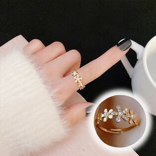 【ゴールド】ミニフラワーオープンリング