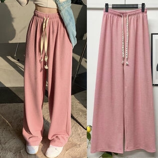 【ピンク】ぽこぽこリラックスワイドパンツ