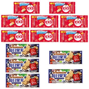グリコ ビスコミニパック（8コ）＆毎日果実3枚（5コ）