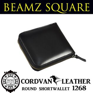 BEAMZSQUARE 馬革 コードバン ラウンド ショートウォレット BS-1268  ブラック