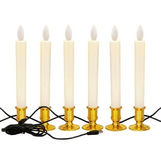 LEDロウソク USB給電式 6本 ゴールド