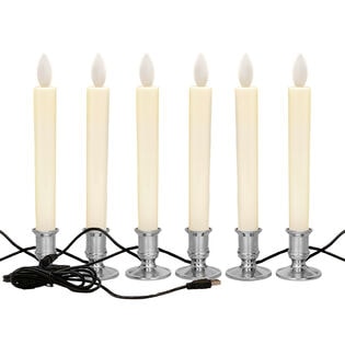 LEDロウソク USB給電式 6本 シルバー