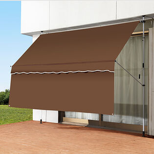 【ブラウン】日よけスクリーン＆ブラインド前幕付き つっぱり式  サンシェード 幅300cm