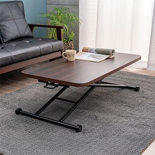 【ブラウン】らくらく昇降式テーブル