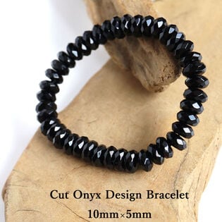 【レディース/オニキス 10mm】オニキスボタンカットブレスレット