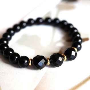 【メンズ/オニキス】64面＋ラウンドカットブレスレット