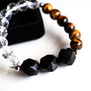【レディース/タイガーアイ・オニキス・水晶】 パワーストーンブレスレット