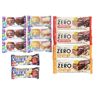 【計12個】ゼロ プロテインチョコバー・グラノーラチョコバー＆バランスオンminiケーキ・毎日果実