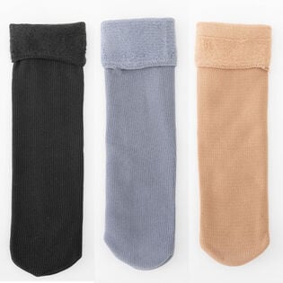 【3足セット】裏起毛ソックス 靴下 冷え取り靴下（ブラック+ライトグレー+カーキ）