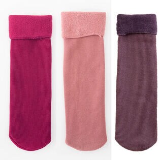 【3足セット】裏起毛ソックス 靴下 冷え取り靴下（ホットピンク+ピンク+パープル）