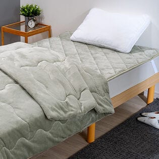 【グリーン/シングル】ファミラ 5層構造トリプルウォームぽかぽか 毛布布団セット 掛布団+敷パット