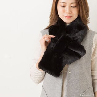 【ブラック】もこもこもふもふ フェイクファーボアマフラー