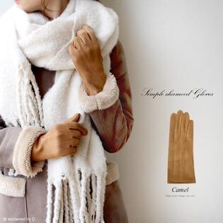 【キャメル】スマートフォン対応 手触りなめらか＆裏起毛シャムード手袋