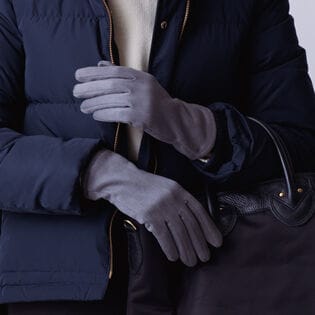 【グレー】スマートフォン対応 手触りなめらか＆裏起毛シャムード手袋