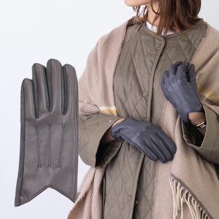 【ダークグレー】フェイクレザー あたたかくおしゃれな裏起毛手袋