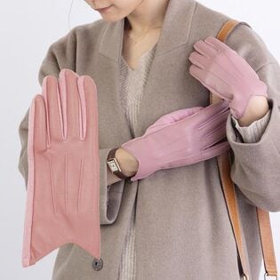 【ピンク】フェイクレザー あたたかくおしゃれな裏起毛手袋