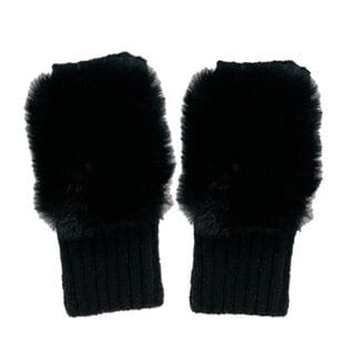 【ブラック】もふもふフィンガーレスミトン