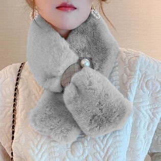 【A01/グレー】ふわふわフェイクファーティペット