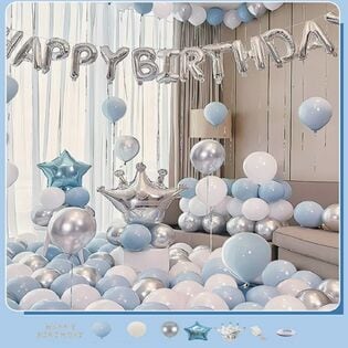 【ブルーHAPPY BIRTHDAY 誕生日バルーンセット